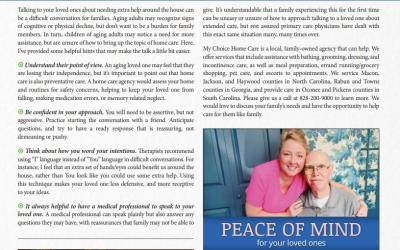 Talking To Your Loved Ones About Home Care by Amber Kevlin, RN. Published by Rabun Neighbors Magazine
